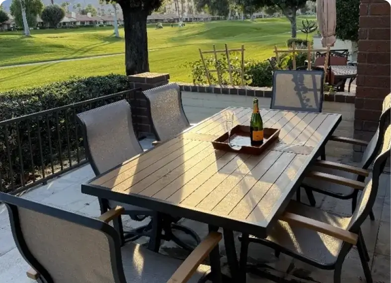 Scenic view from terrace with champagne