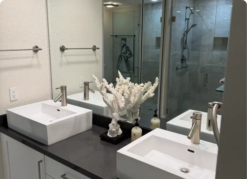 Modern bathroom with double sinks